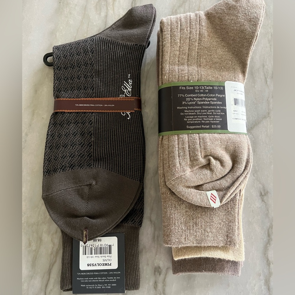 Men’s NWT Khaki Socks Bundle Joseph Abboud 3-pack & Tasso Elba Single Size 10-13